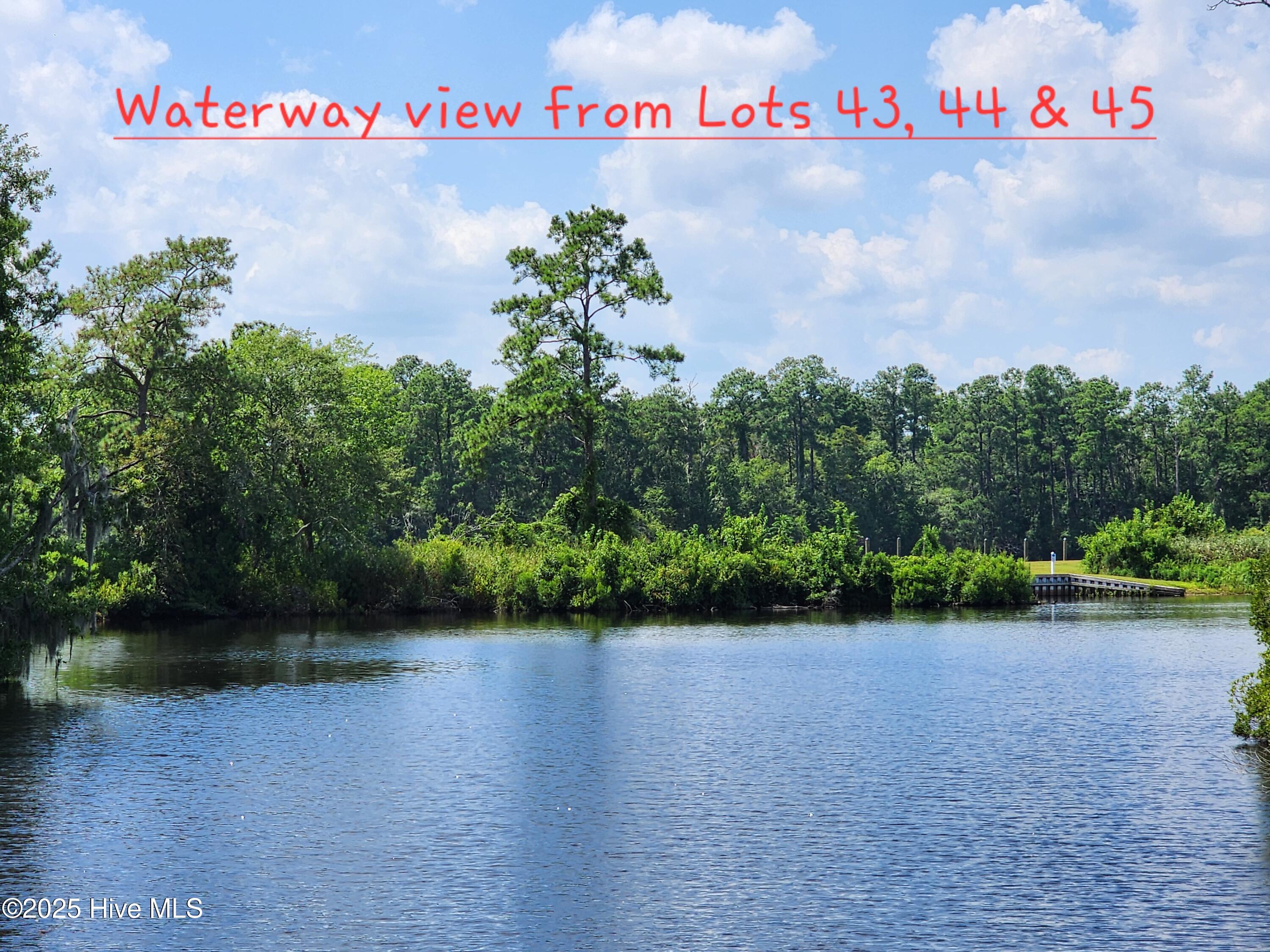 Waterway view from lots 43, 44, 45.