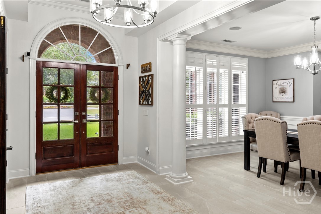 looking back at the front door