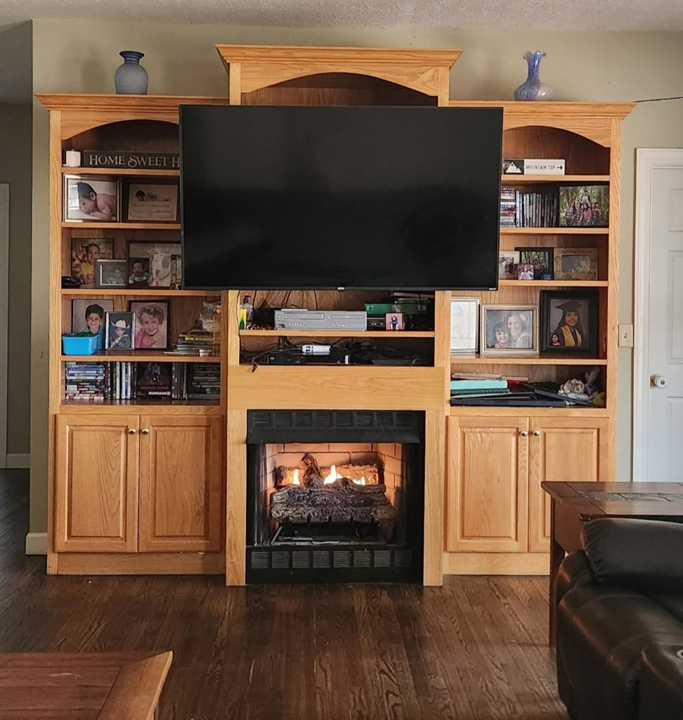 Cabinets with gas log fireplace