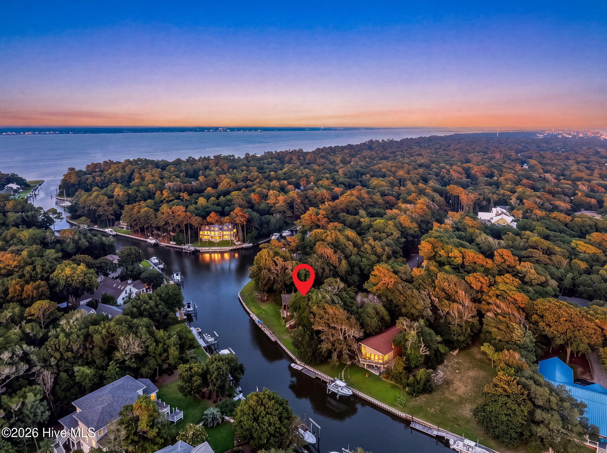 Twilight aerial with marker