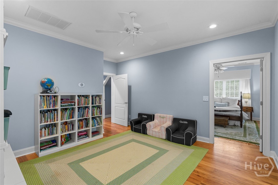 Play loft overlooking family room.