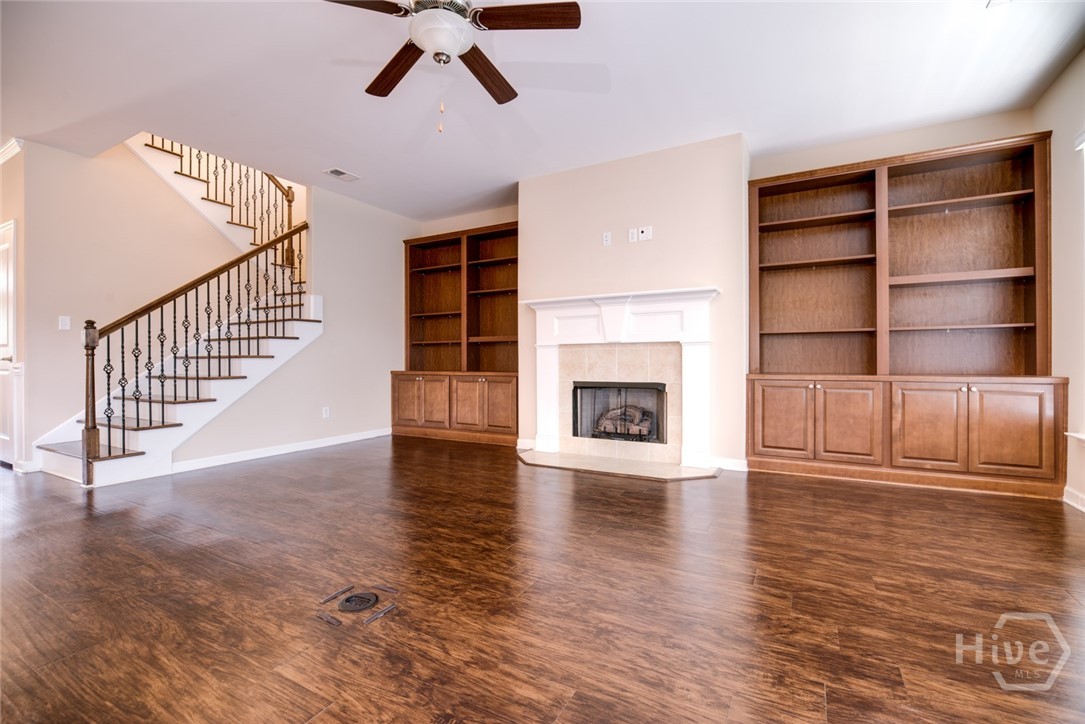Fireplace with custom built-ins in the great room