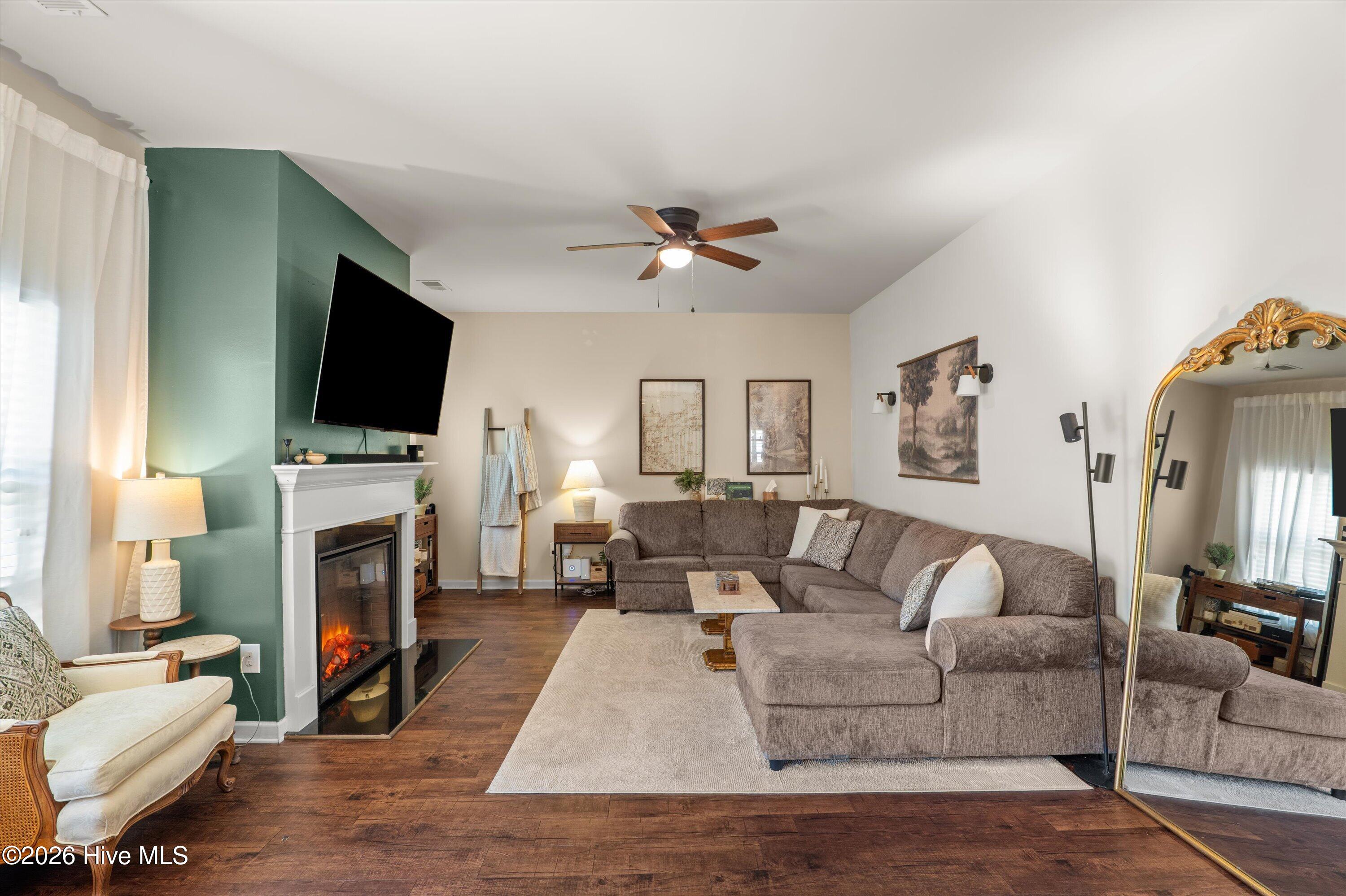 Great room with electric fireplace