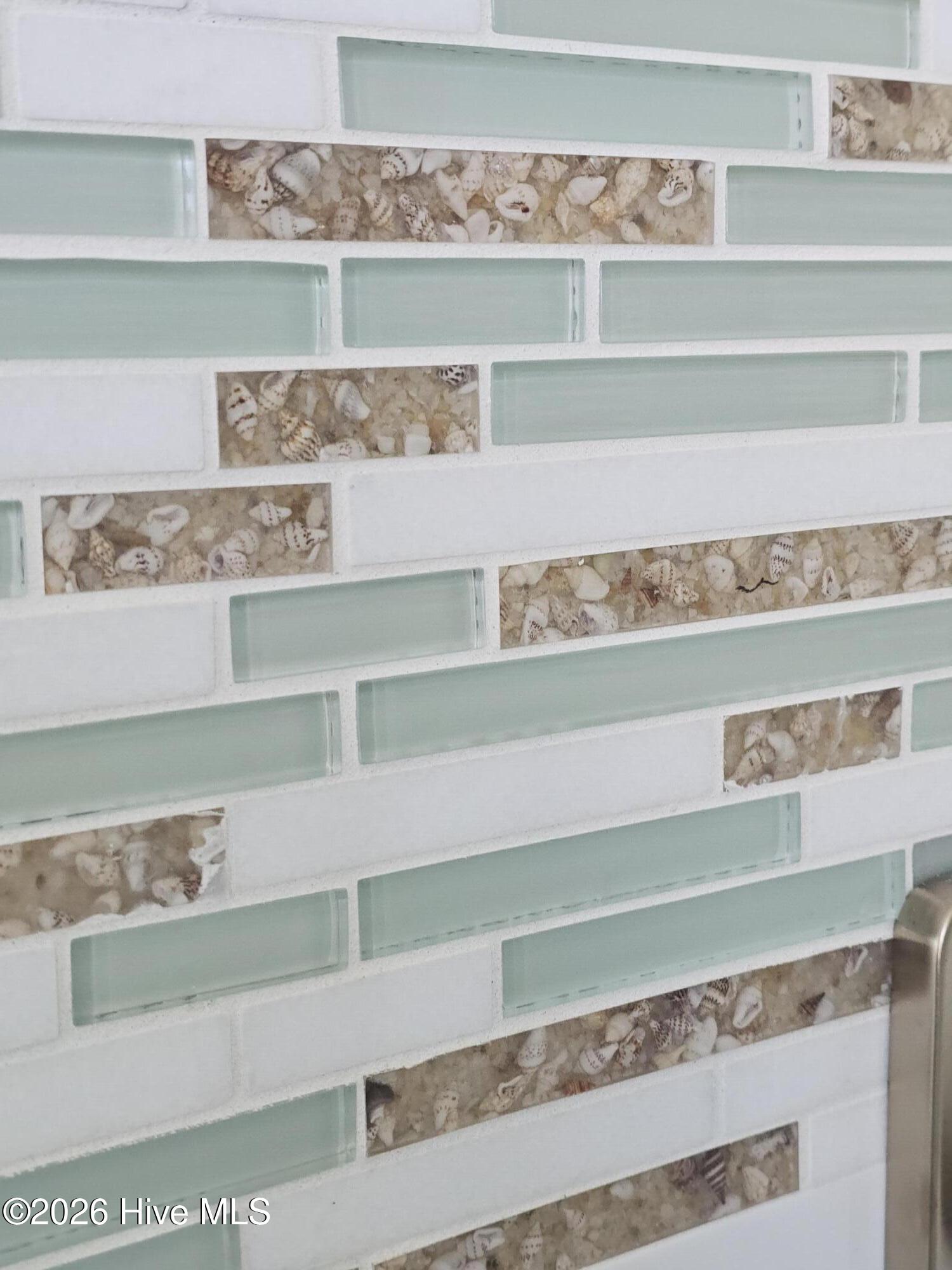 Bathroom 1 shower accent tile - love the tiny seashells!