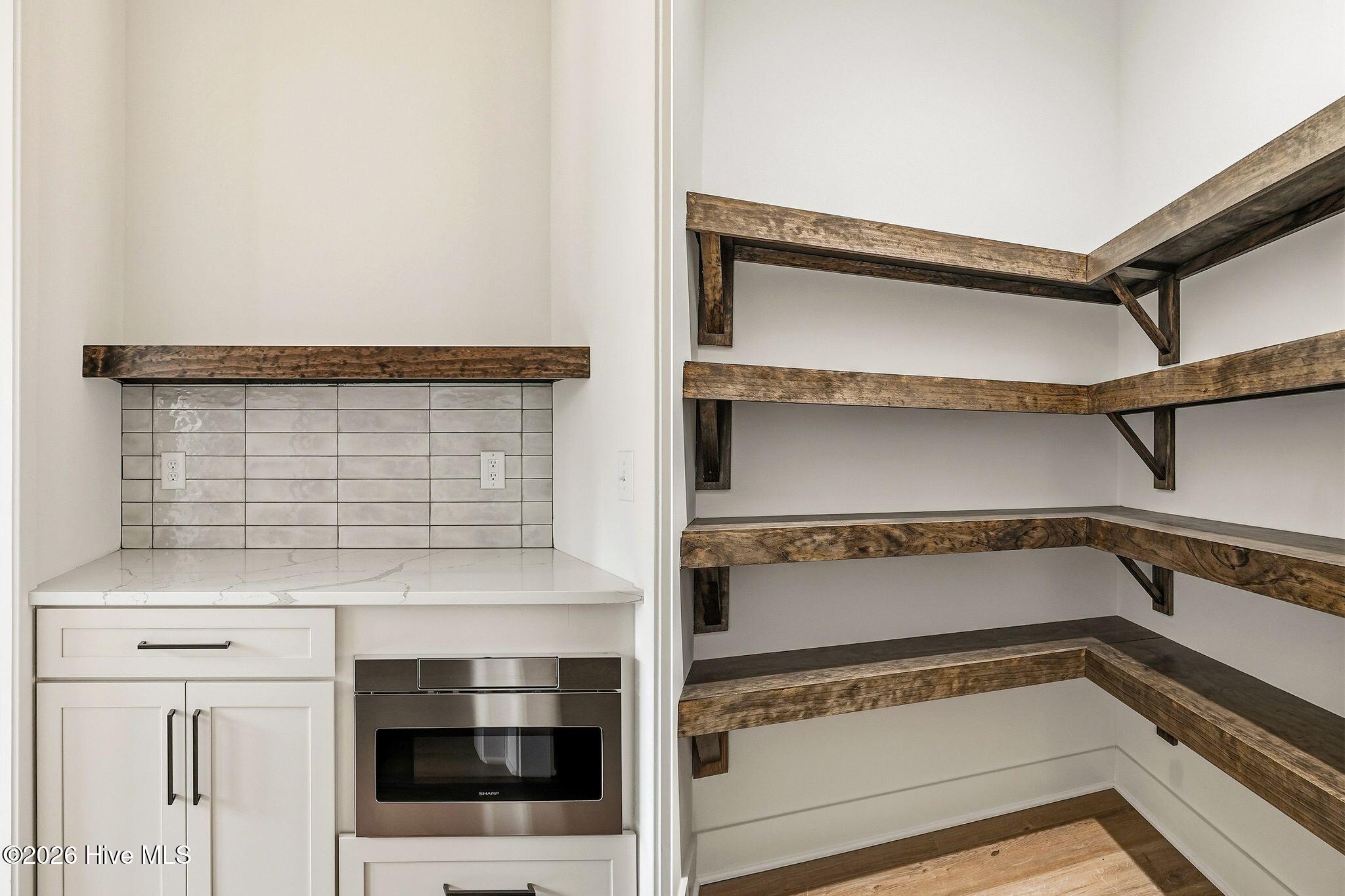 Custom shelving in walk-in pantry