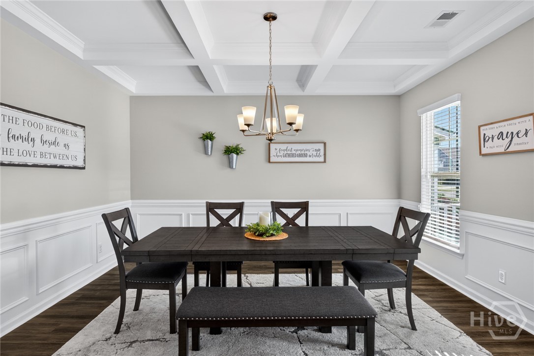 Formal Dining Room with Coffered Ceiling