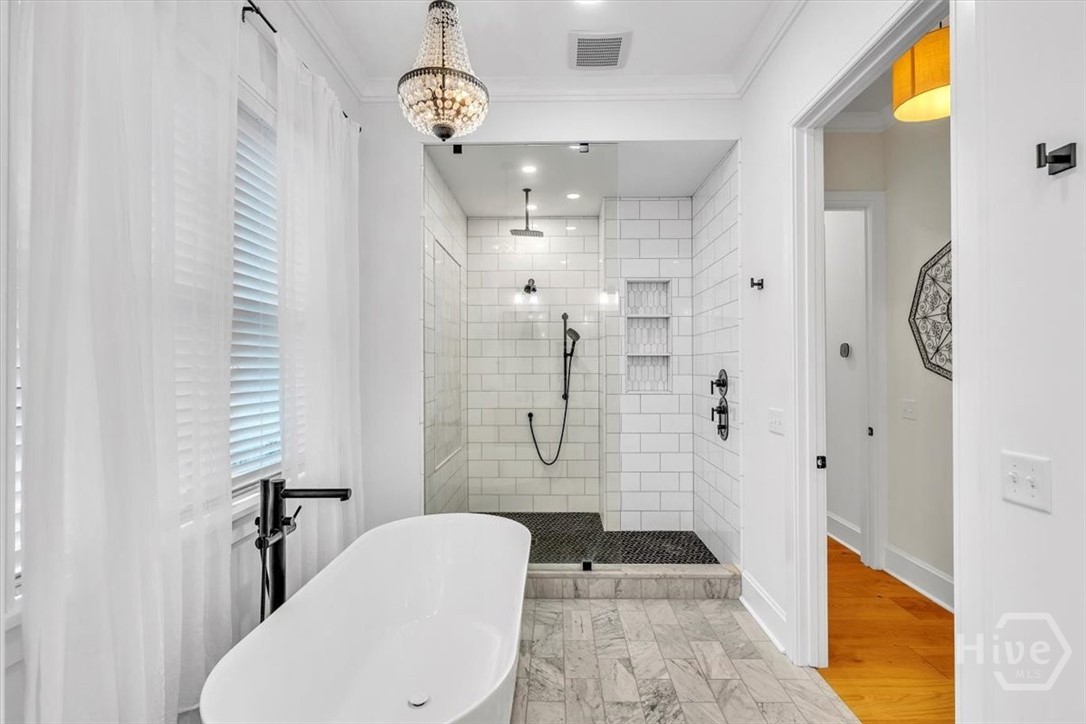 Huge walk-in shower.