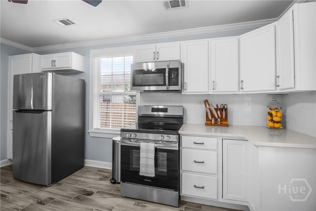 Open kitchen concept allows ample space for meal p