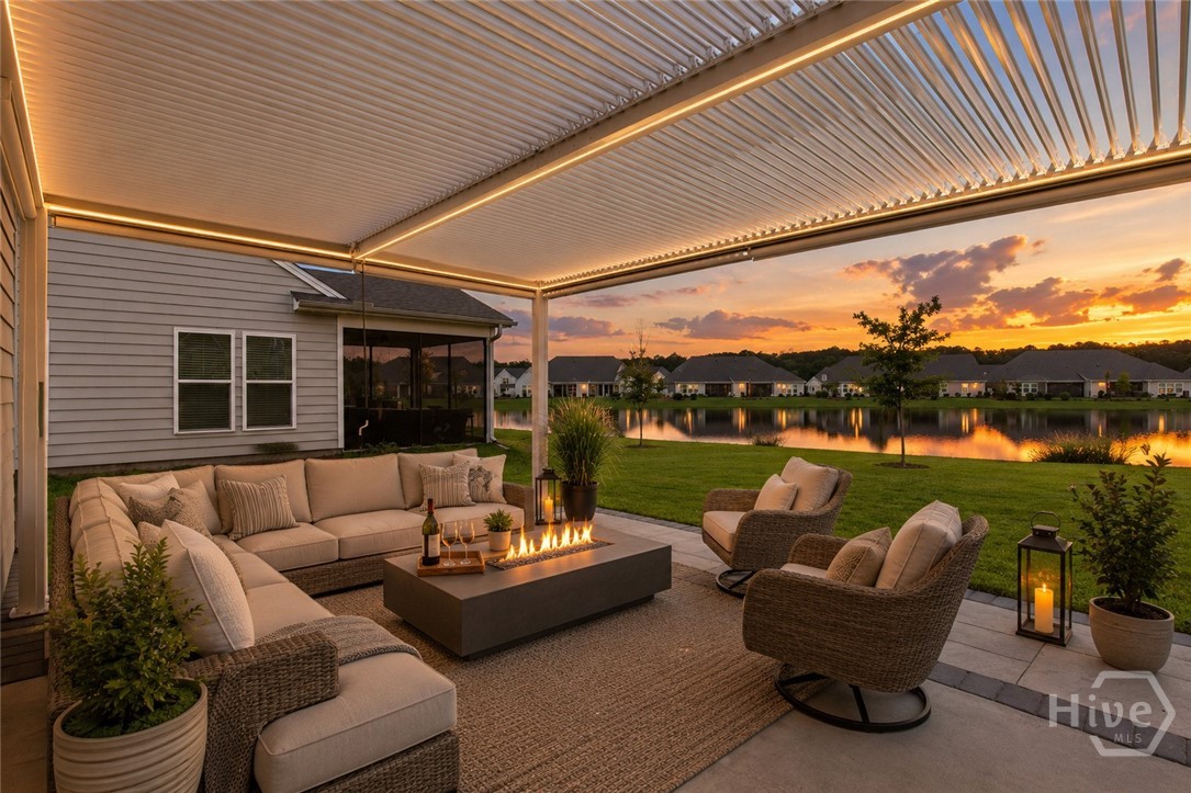 Extended Patio with Pergola (staged virtually)