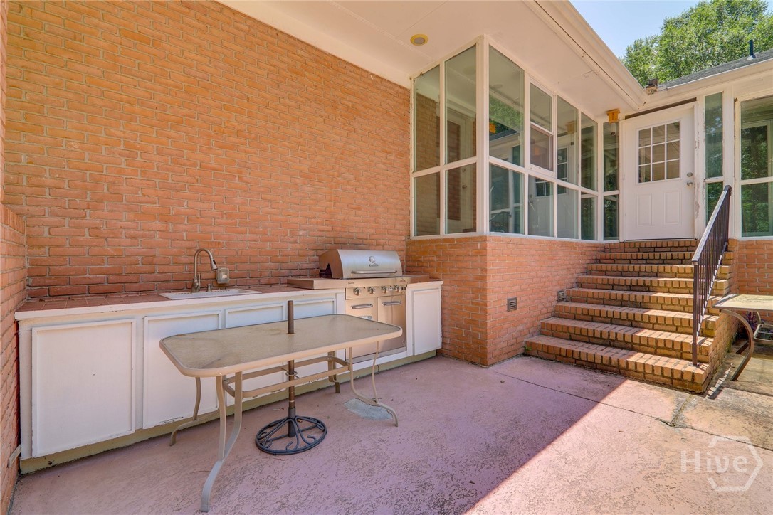 The back patio entertainment area