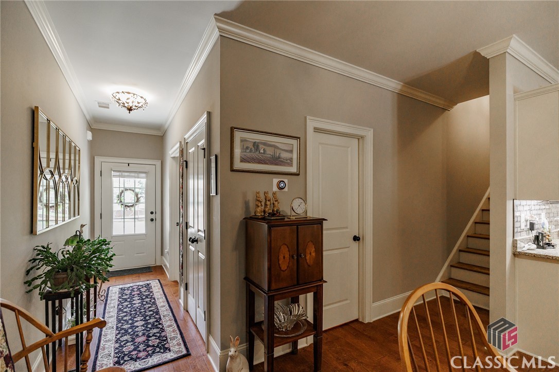 Front door, garage with direct access through laun