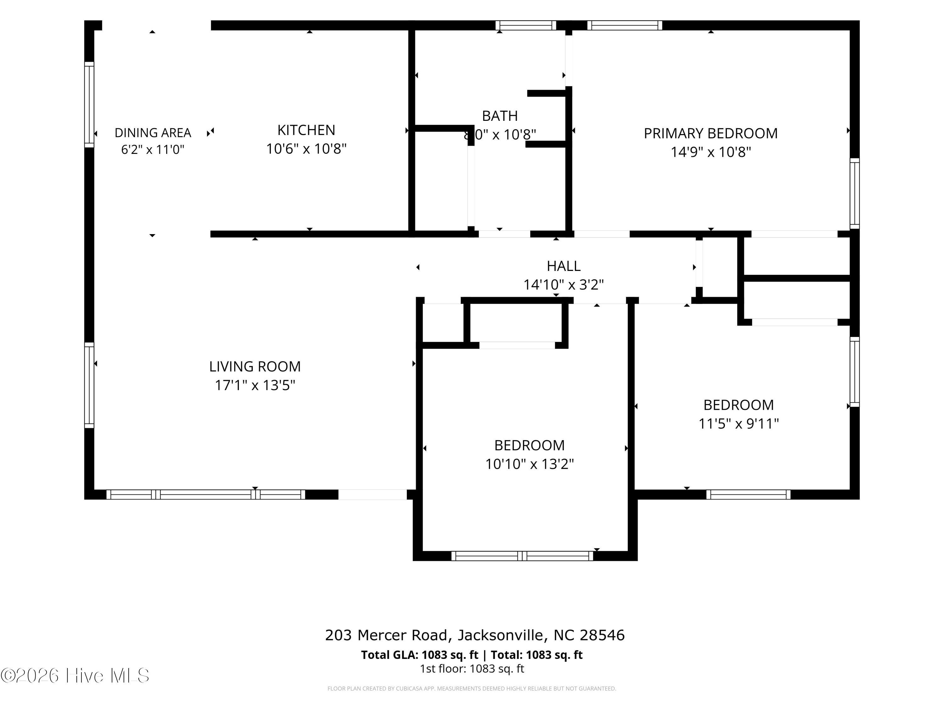 Exterior photo of 203 Mercer Road, Jacksonville, NC 28546. MLS: 100603113