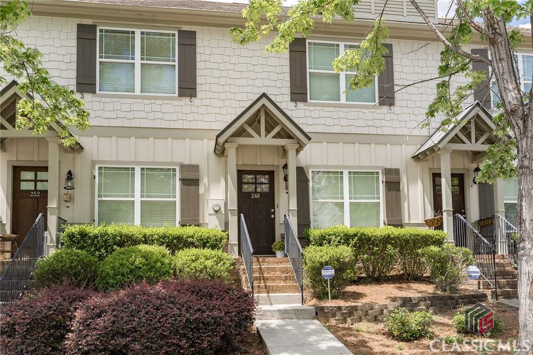 This townhome on Center Park Drive is waiting for you! The main floor features a living and dining area as well as a kitchen with lots of storage.  The stackable washer and dryer are located in a closet just off the kitchen and there is a storage closet functions as a pantry.  A half bath completes the main floor.  Upstairs are two spacious and light filled bedrooms each with an en suite bath.  Both bedrooms have generous closets. Whitehall Village is one of Athens' most popular condominium/townhouse complexes. The location is fabulous because of its proximity to UGA, Downtown Athens, and the UGA Vet Med Teaching Hospital. Shopping and restaurants are minutes away.  Don't miss this opportunity to own one of these fantastic townhomes!