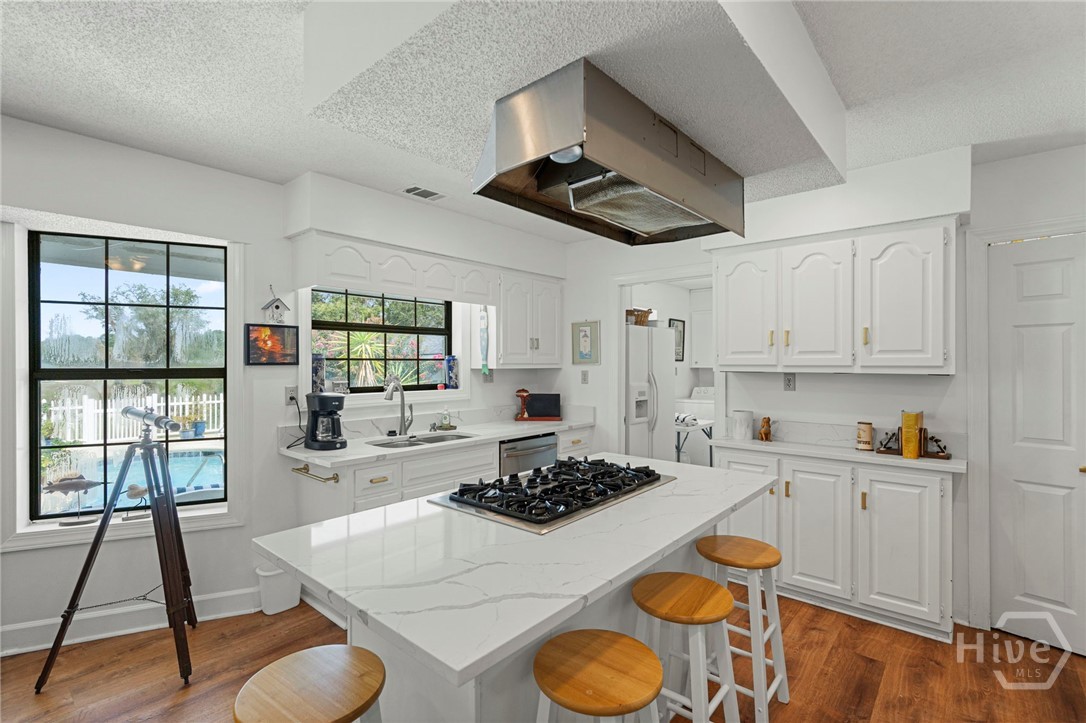 Gourmet kitchen overlooking the water