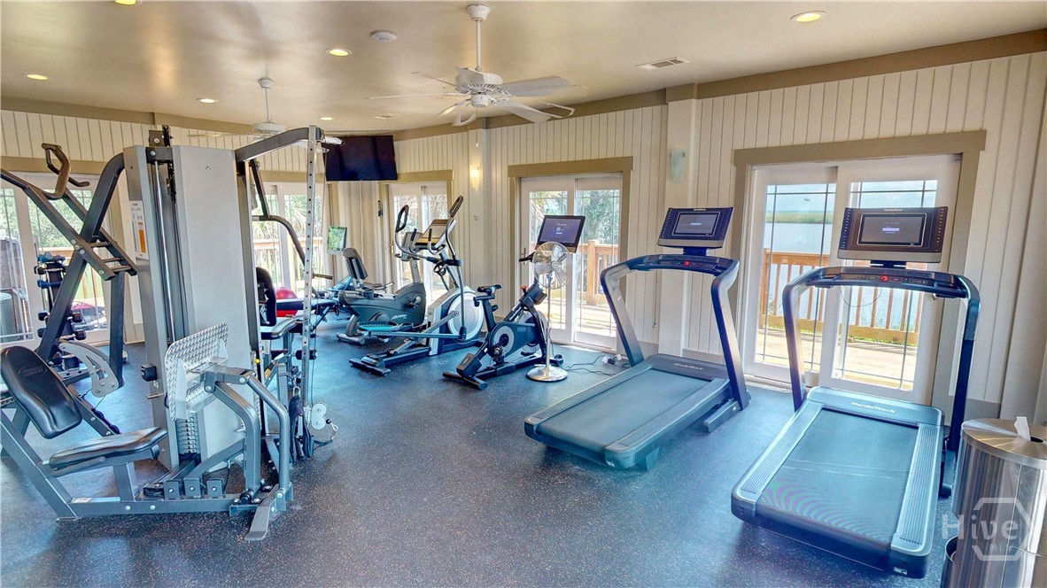 Fitness room let's you see the river while you work out.