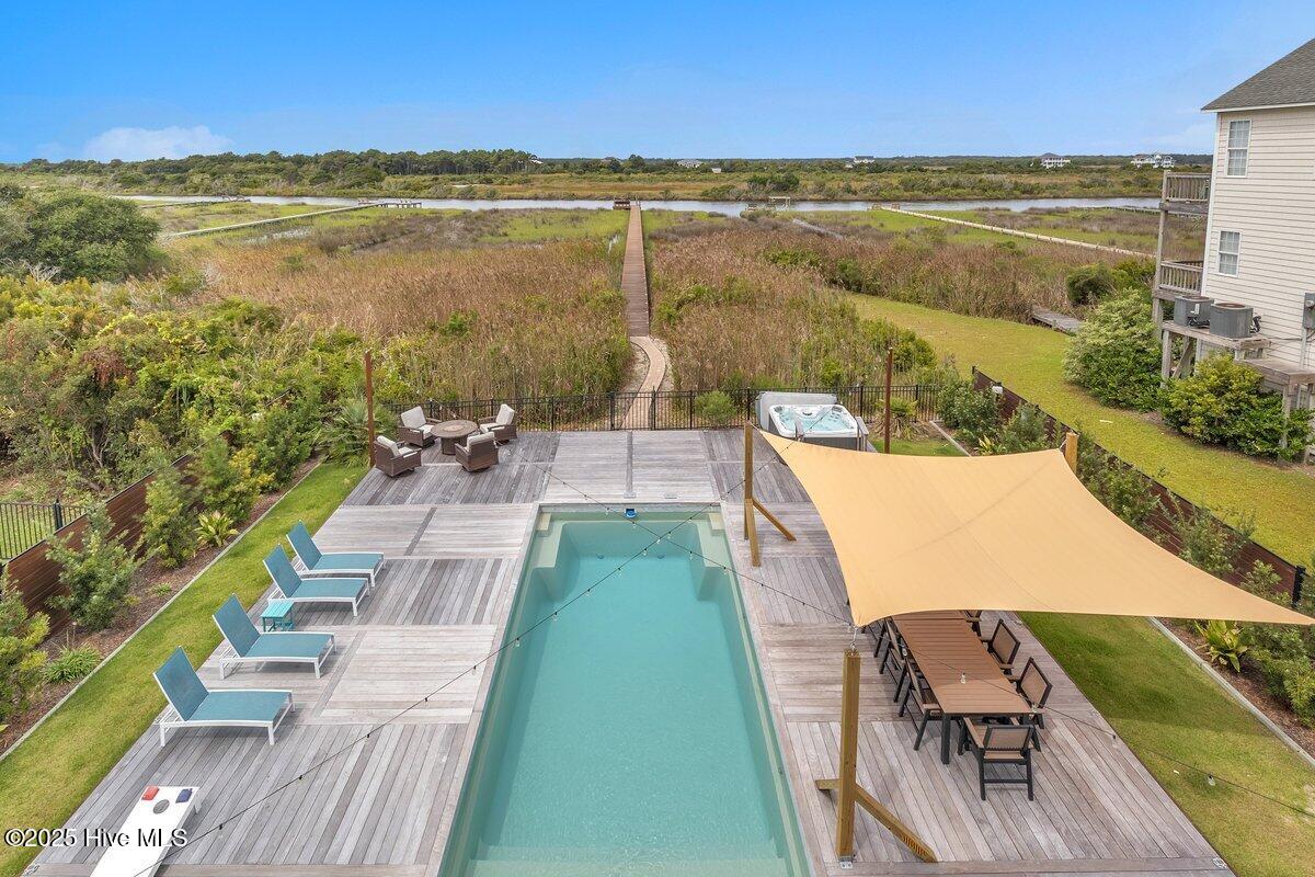 View of back yard from back decks