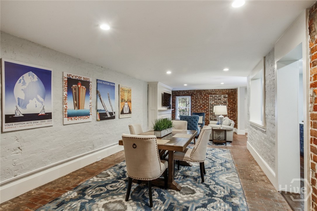 Stunning brick accent walls.