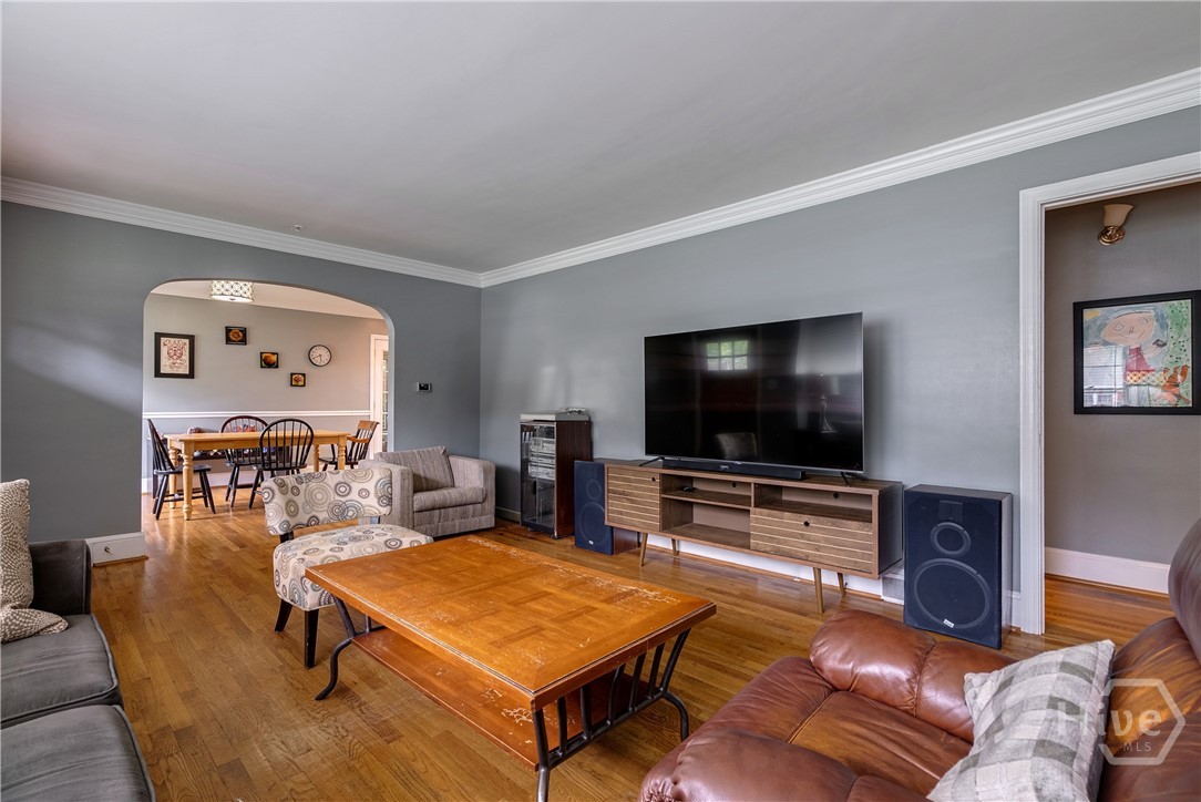 Living Room with original hardwood floors