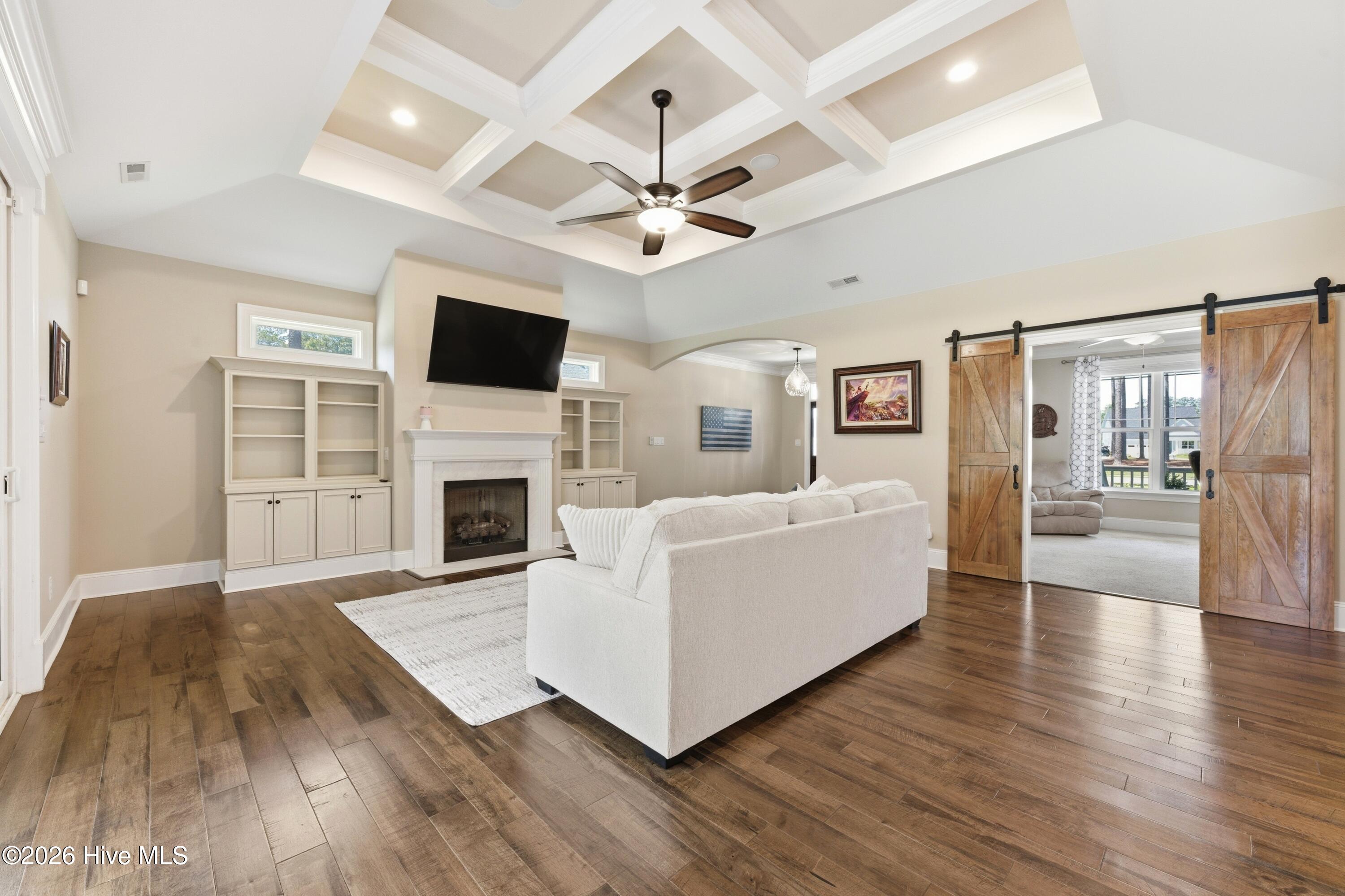 living room/ office with barn doors