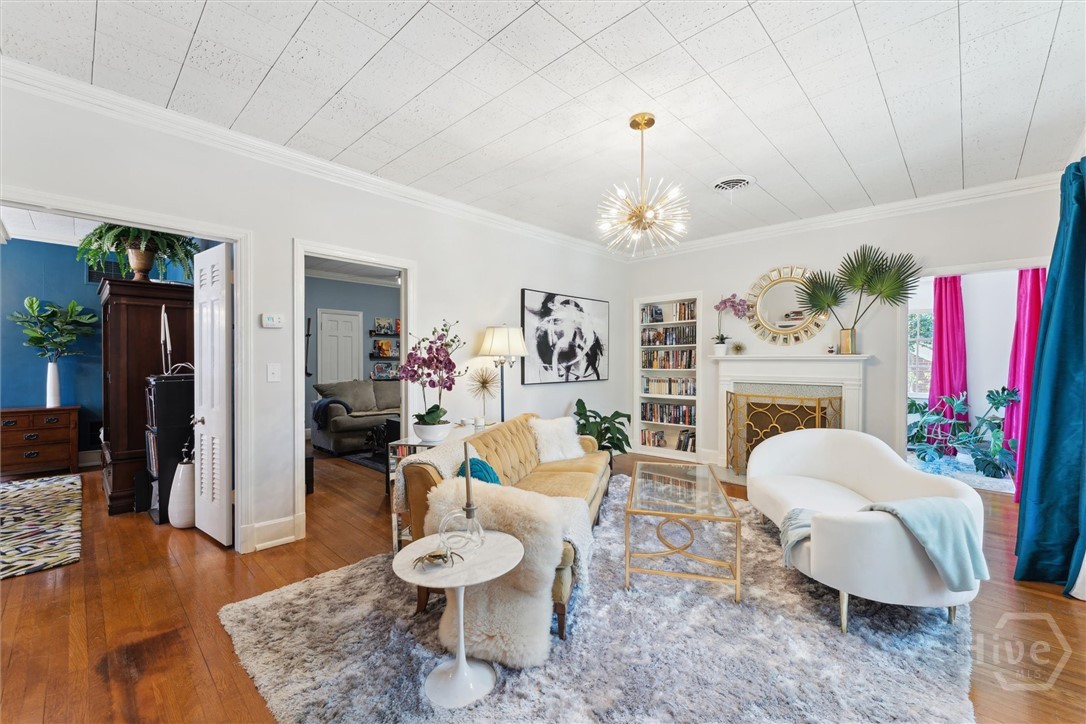 View from the front door towards the dining room a