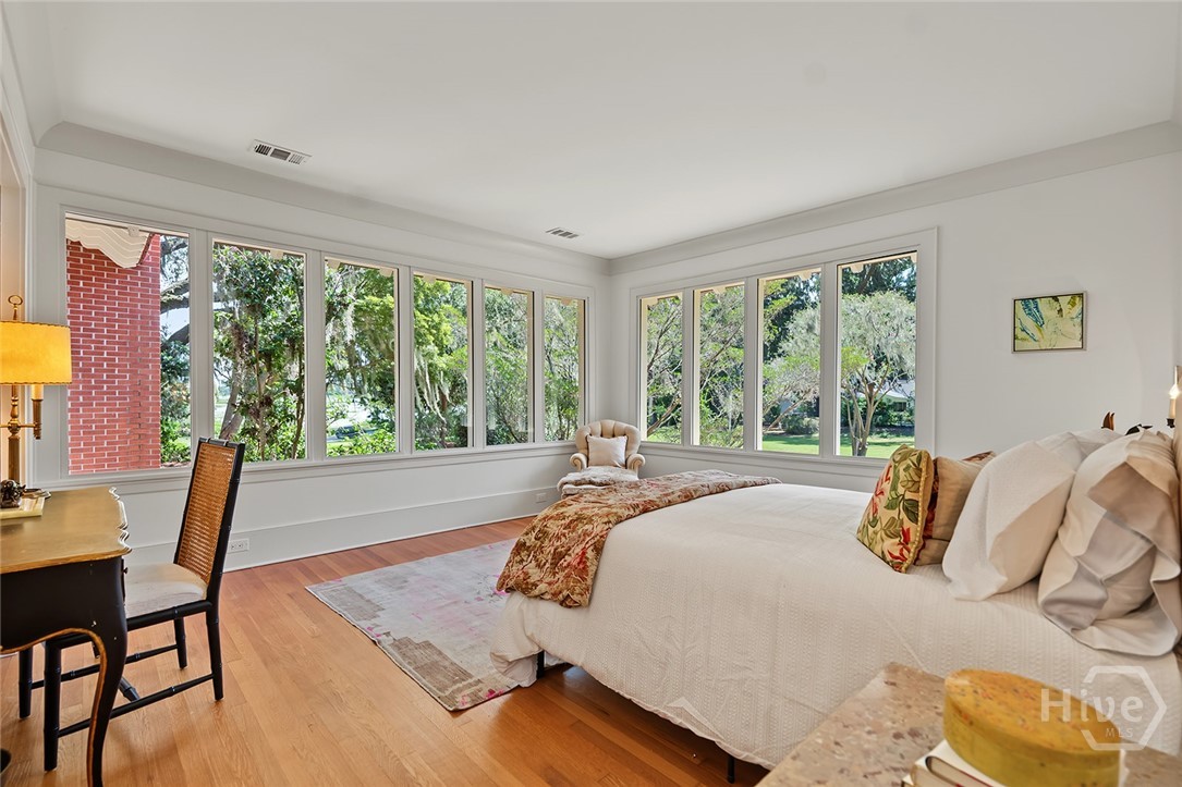 Primary bedroom with view of Herb River