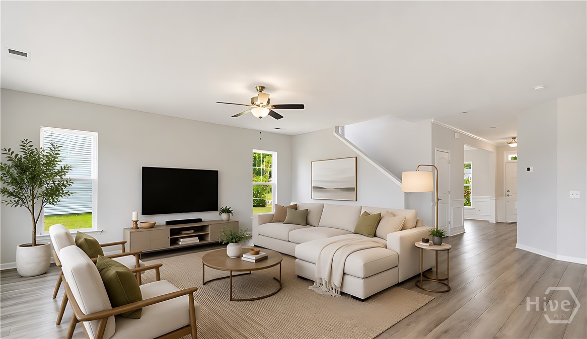 Staged open-concept living room