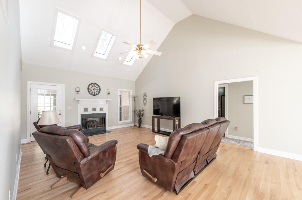 Living Room with Vaulted Ceiling!