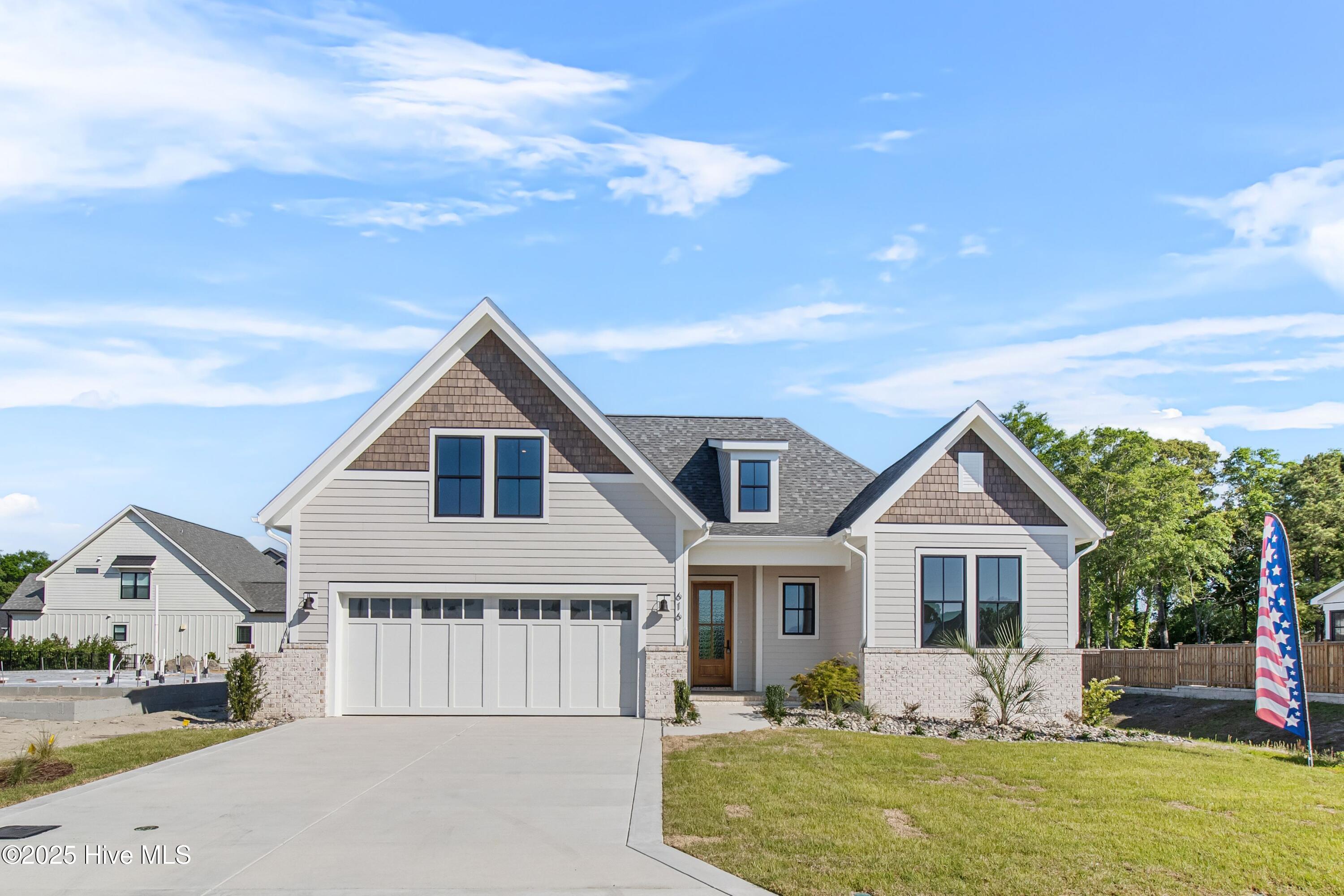Pond view with fountain and lights, one level living!