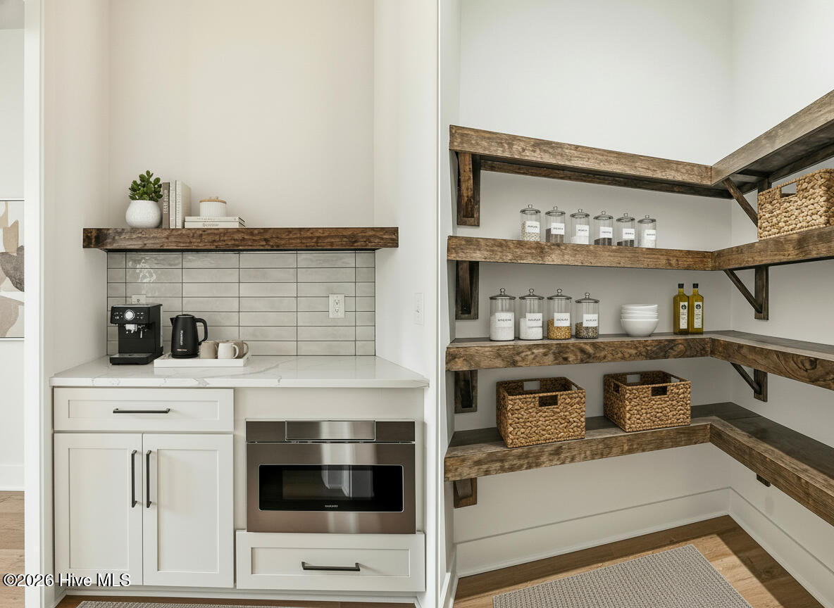Side-by side photo of the butler's and walk-in pantry