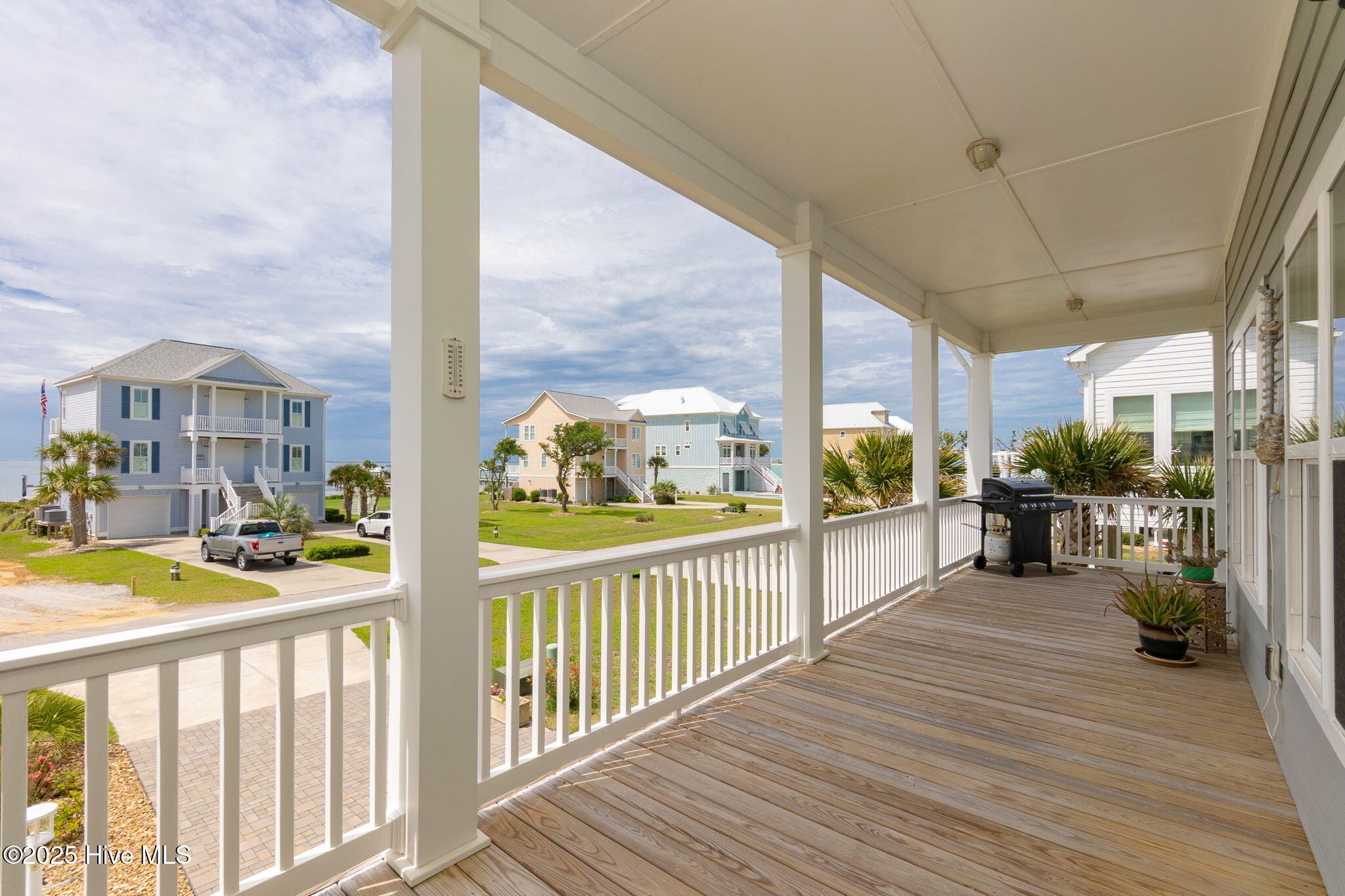 Front Covered Porch with Water views