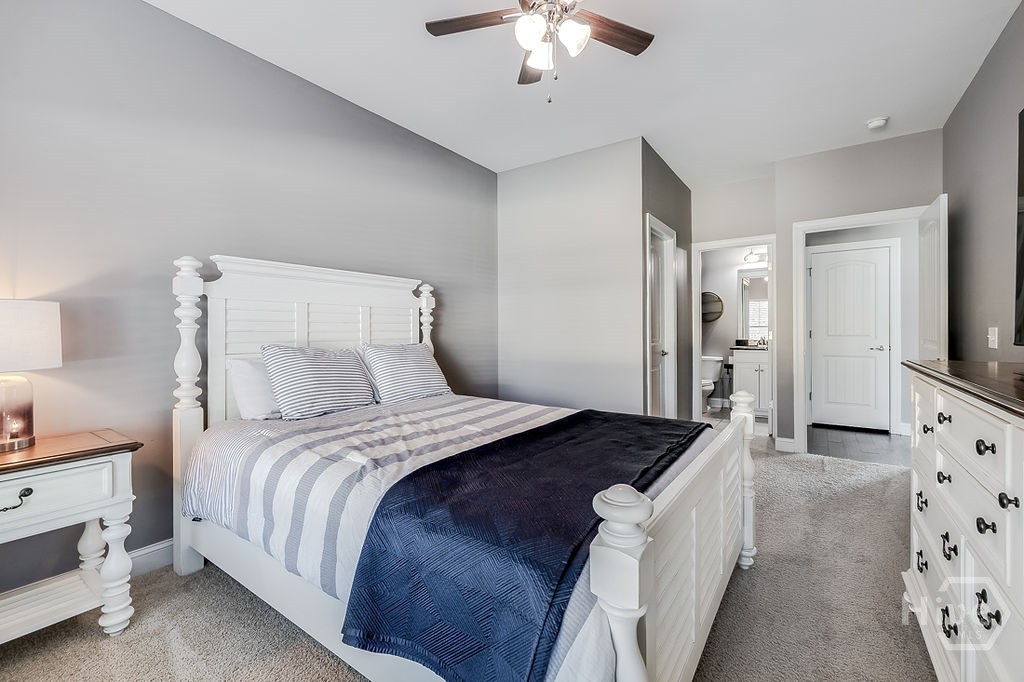 Guest Bedroom into connected guest full bath