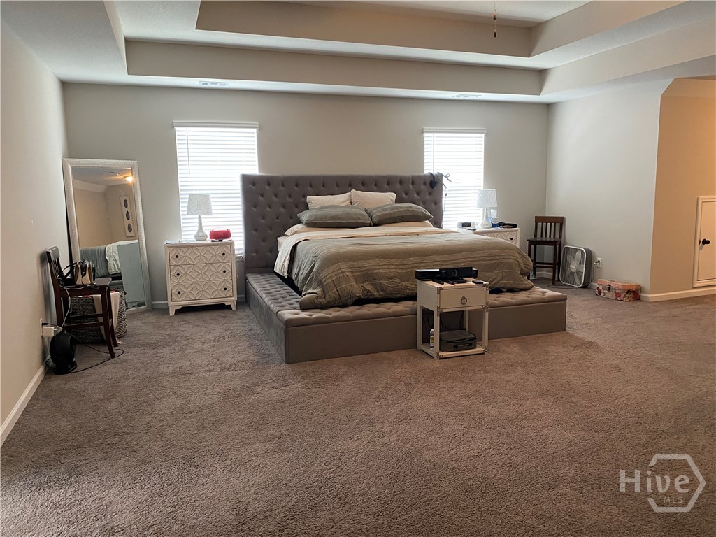 Primary bedroom with double trey ceiling