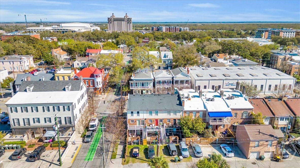 Aerial view of townhouse and neighborhood