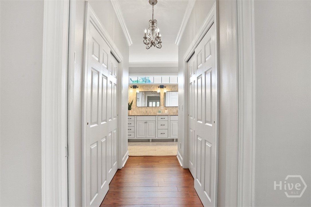 Hall from Primary bedroom to ensuite bath