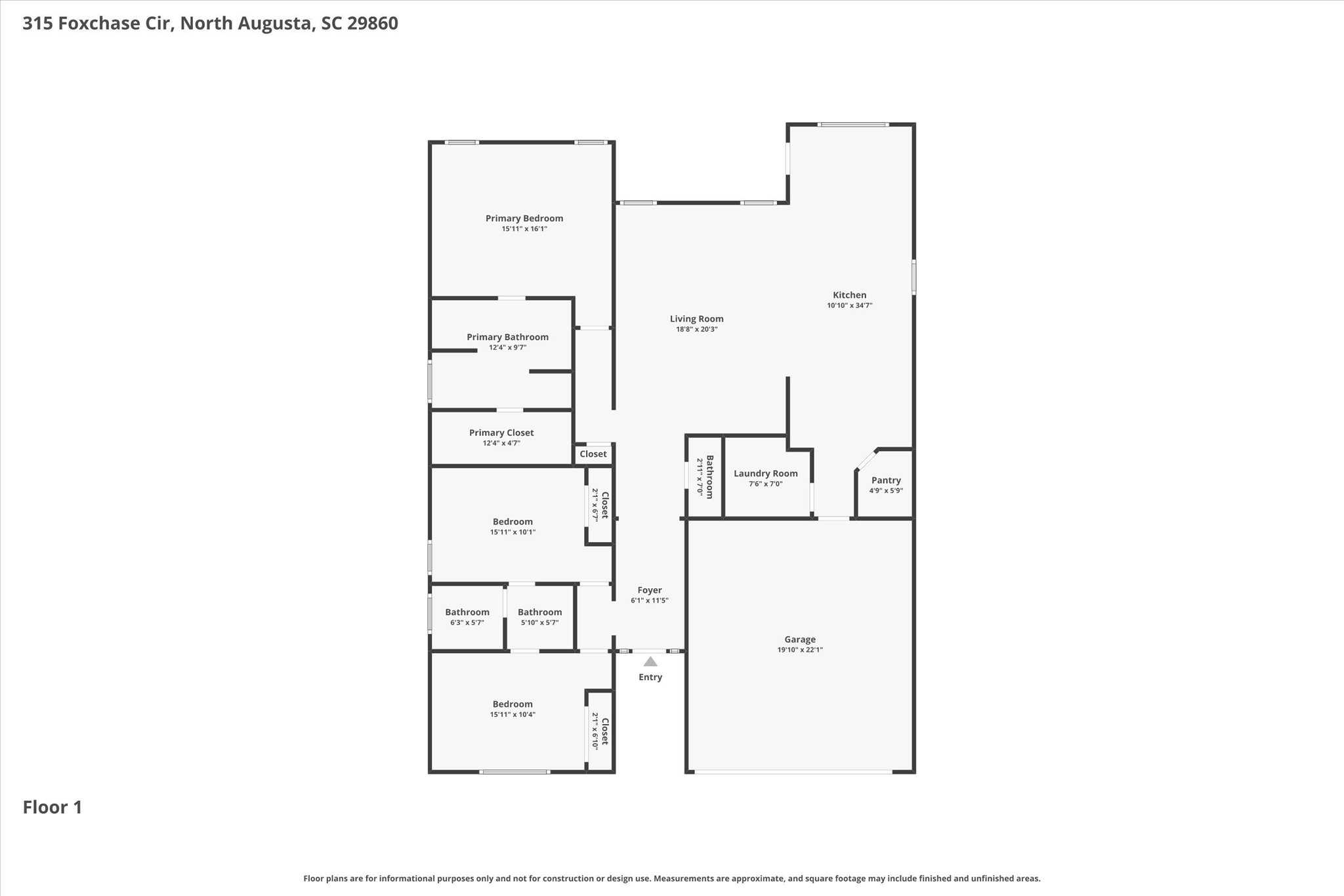 Homes For Sale - 315 Foxchase Circle<br/> North Augusta, SC 29860