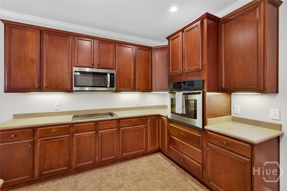 Kitchen with solid surface countertops