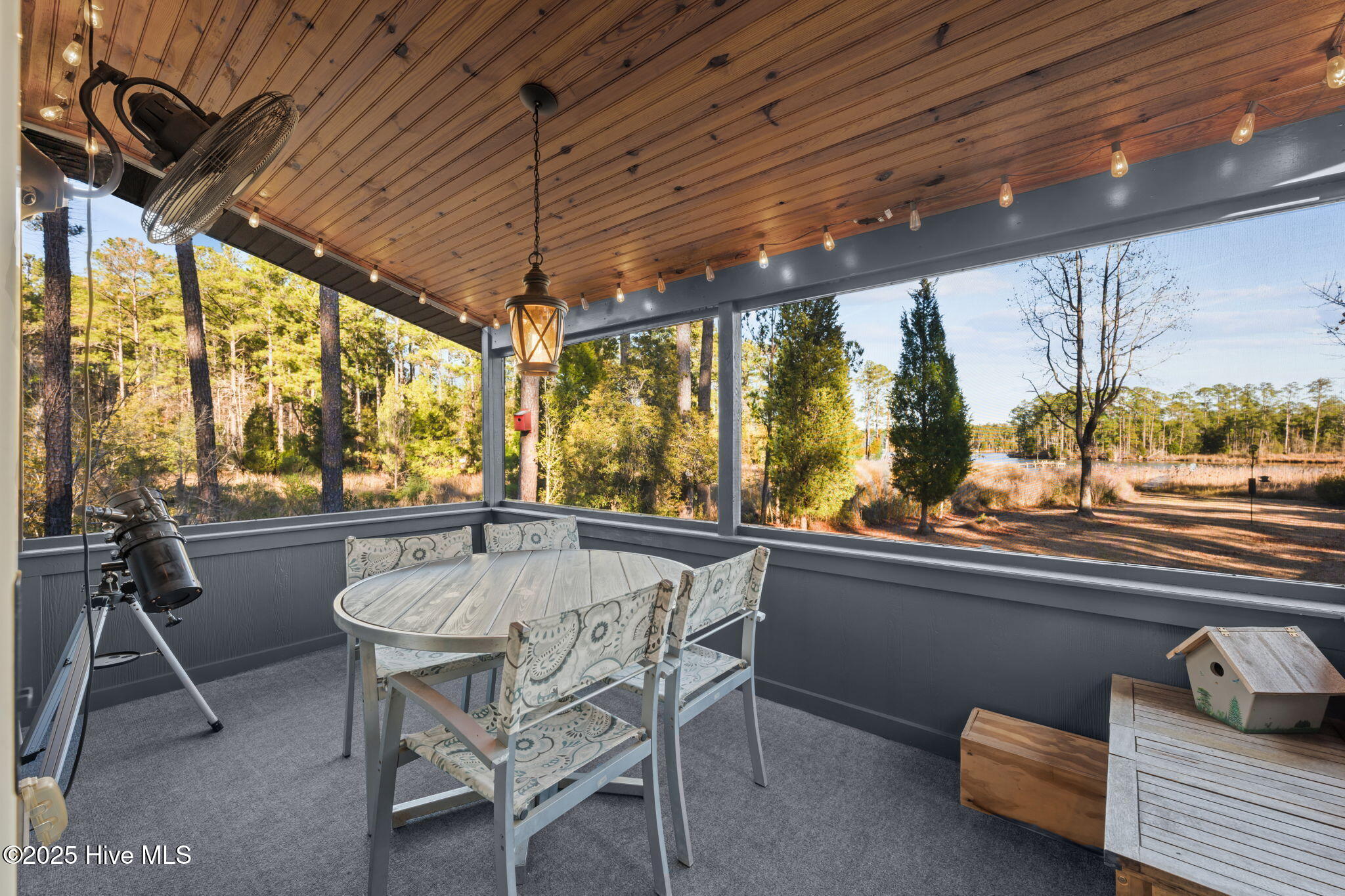 screened porch of the dining area