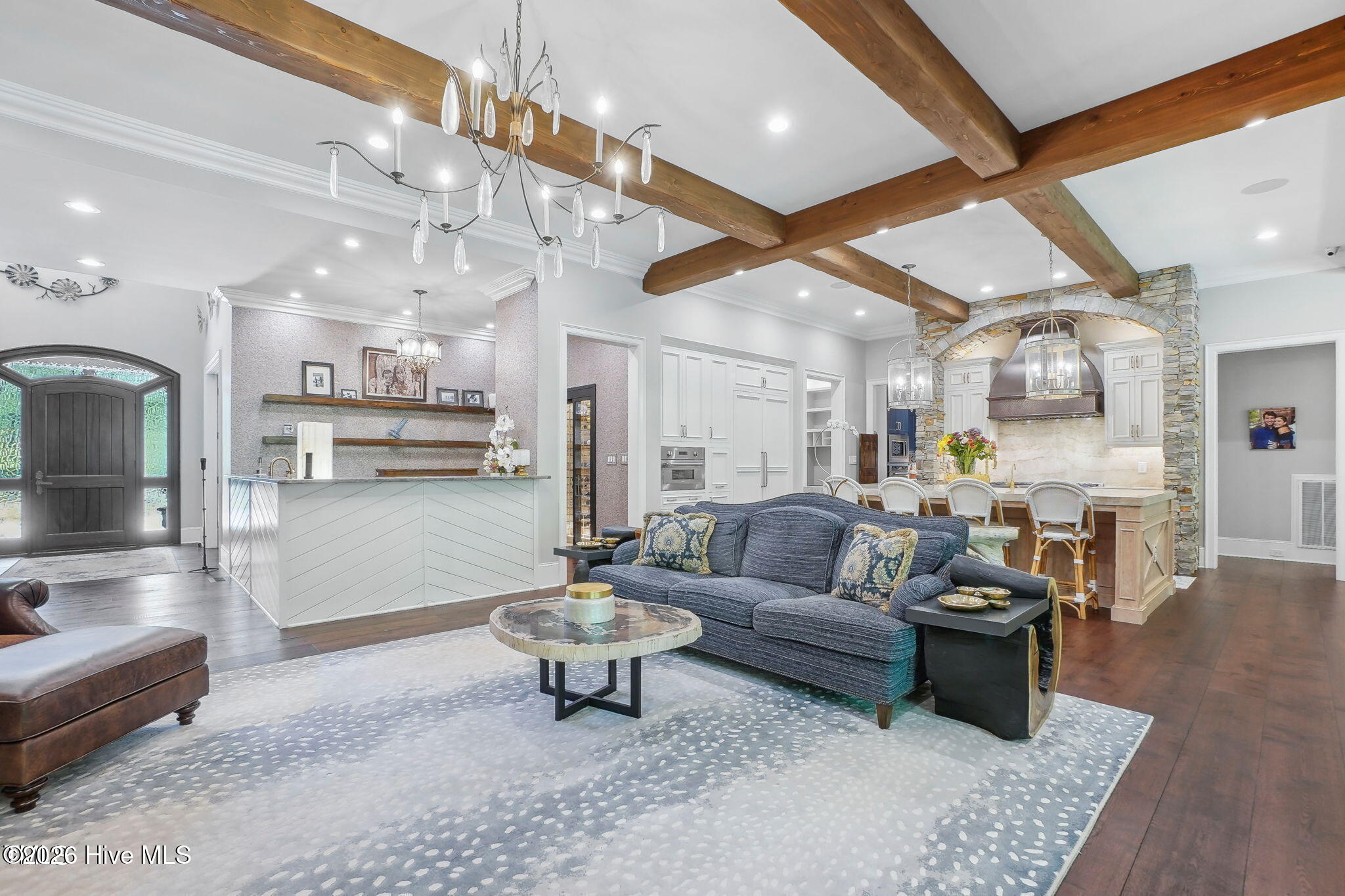 Spacious family room opens to kitchen and whiskey bar