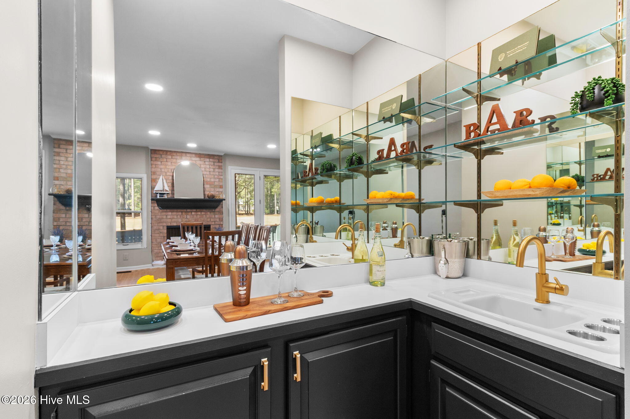 Wet bar in dining room
