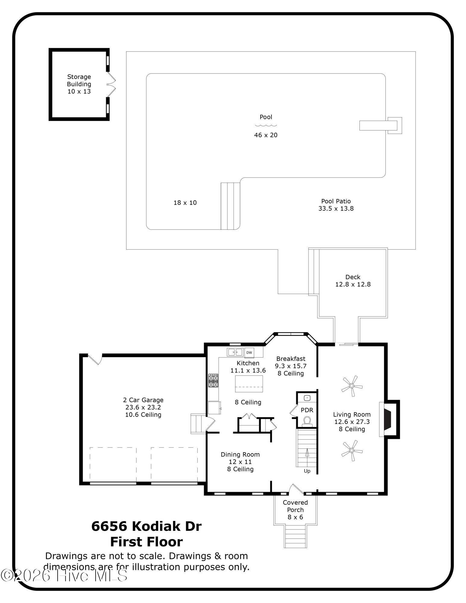 First-floor layout illustration providing buyers with a clear understanding of the home’s functional living spaces, entertaining flow, and room configuration. Floor plans are especially helpful for military relocation and out-of-area buyers purchasing remotely near Fort Bragg, allowing them to visualize room sizes, furniture placement, and overall home layout before touring in person. This thoughtful floor plan highlights the home’s balance of indoor functionality and outdoor entertaining access