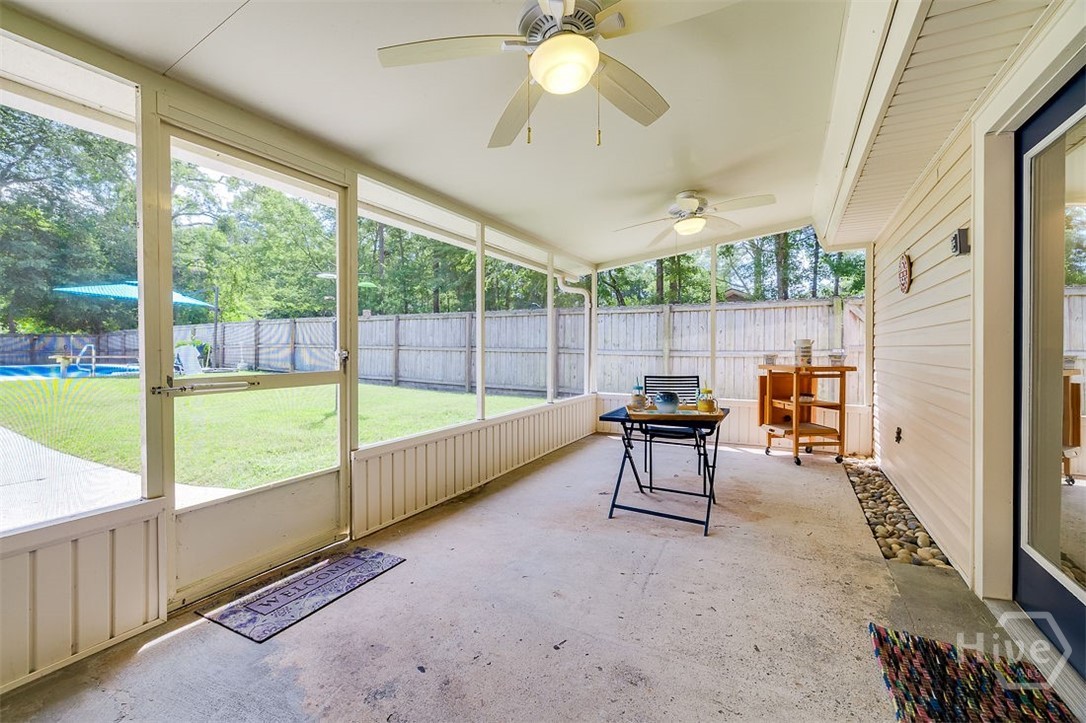 You will love this huge screened porch with two ceiling fans and just off the great room and the kitchen
