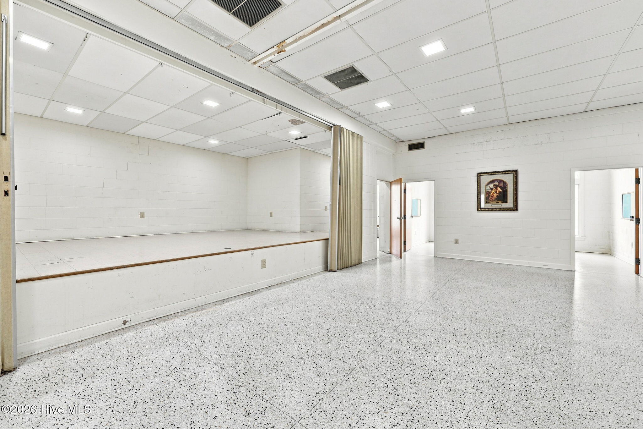 fellowship hall showing the large stage