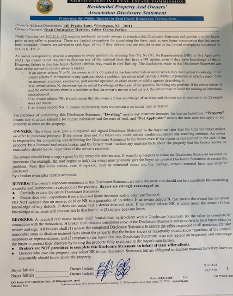 Residential Property Disclosure