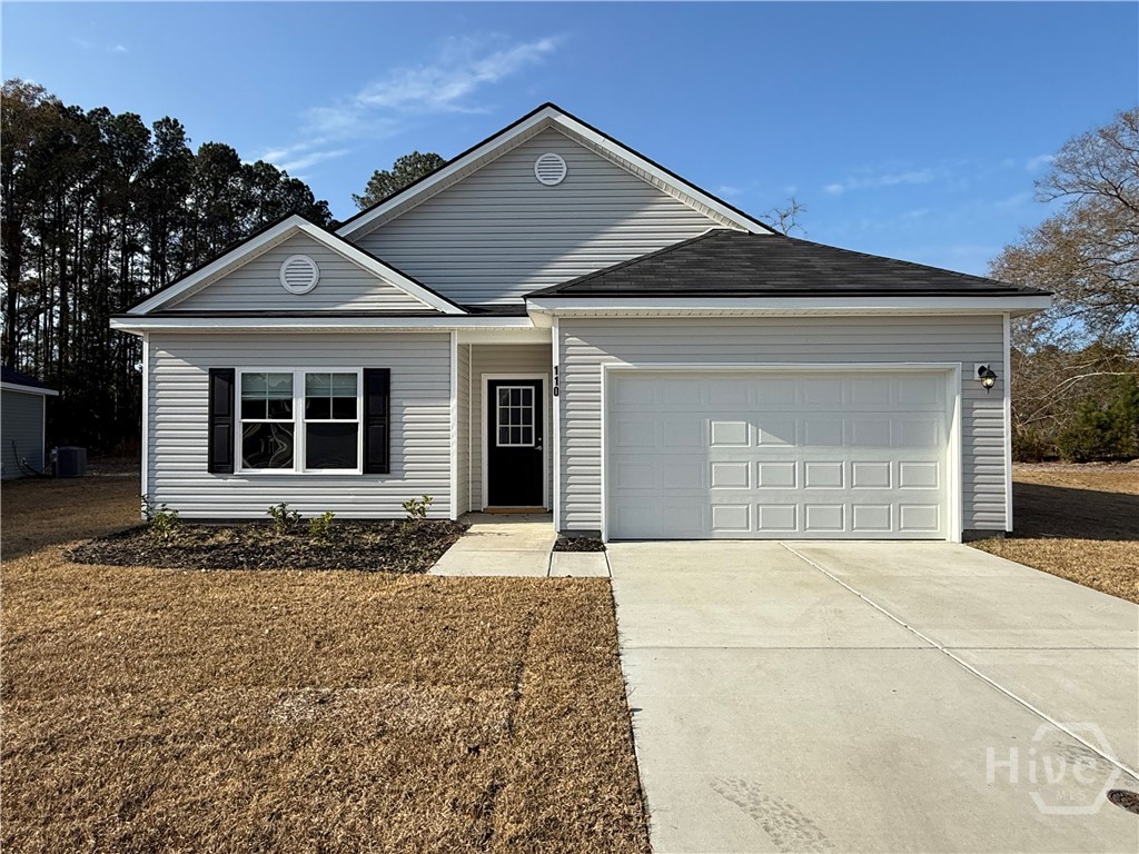 Effingham County's most affordable BRAND NEW HOME!  This 3 bedroom, 2 bath home boasts an open kitchen with island / great room floor plan with luxury vinyl plank flooring throughout living areas and carpet in the bedrooms.  Granite kitchen countertops in the kitchen with a full stainless steel appliance package to include the fridge!  Master bathroom includes a separate shower and cultured marble tops are included in all bathrooms.  Home backs up to a wooded backyard adding to the privacy of this quiet, quaint community awaiting your buyer's vision of HOME!