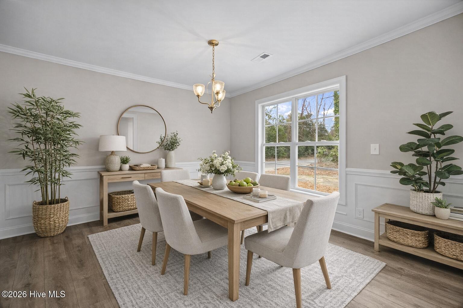 virtually staged dining room