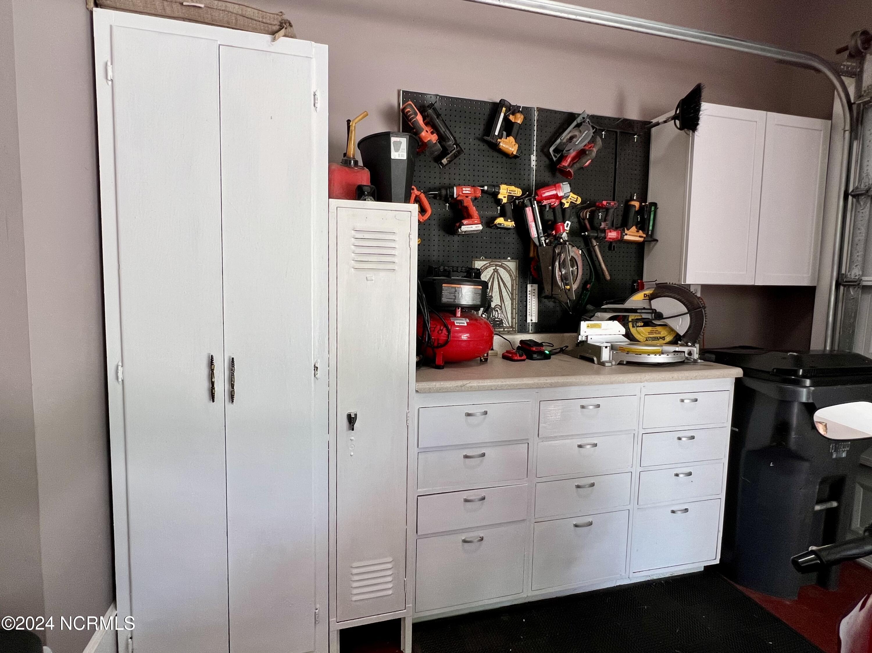 Storage and work space in the garage