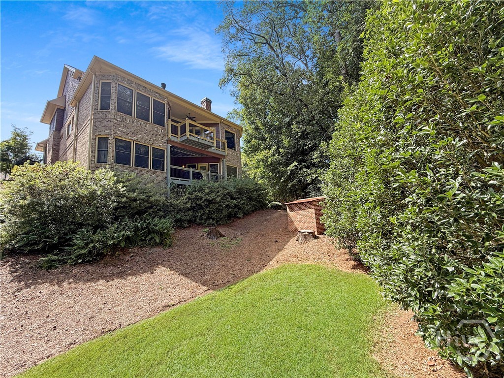 Rear view of the three level home