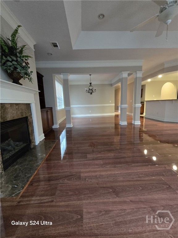 View of living area to dining area