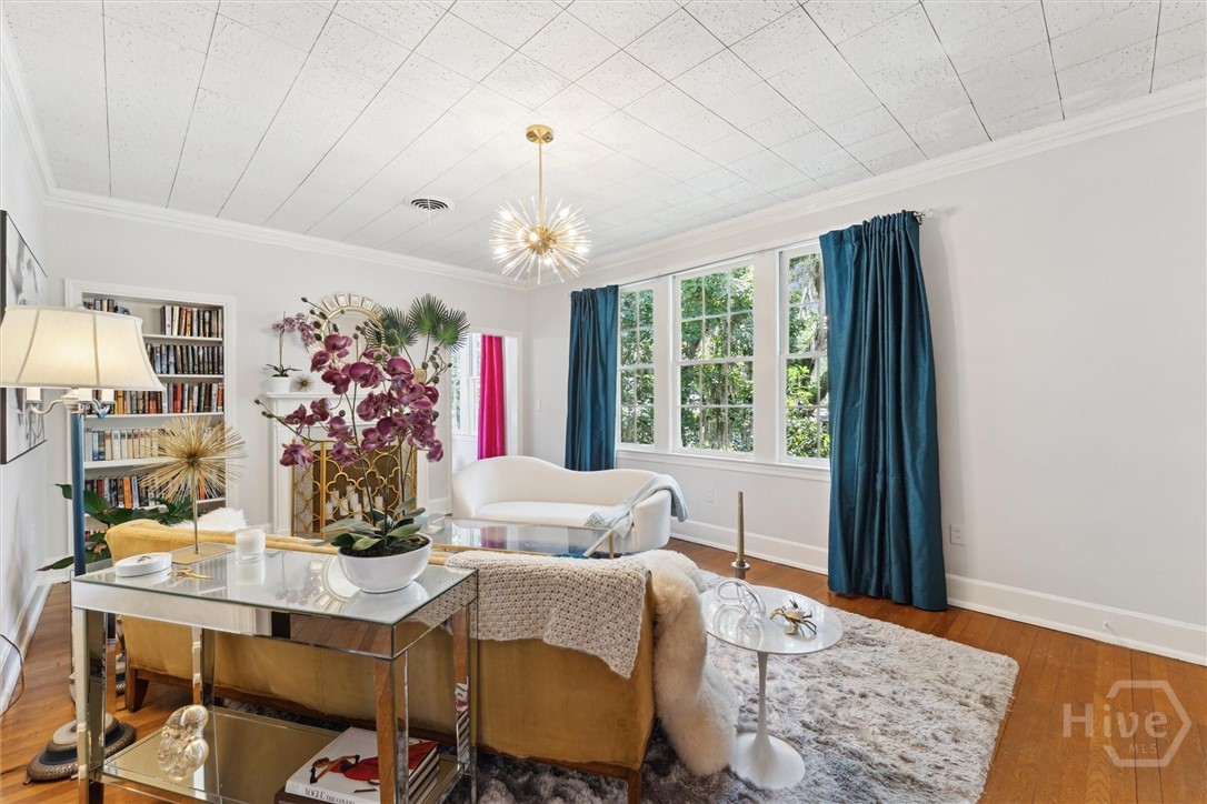 View from the living room towards the home office.