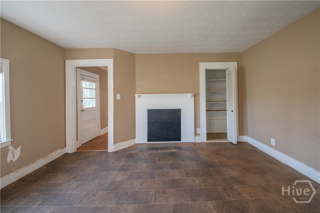 Kitchen Pantry and Decorative Fireplace
